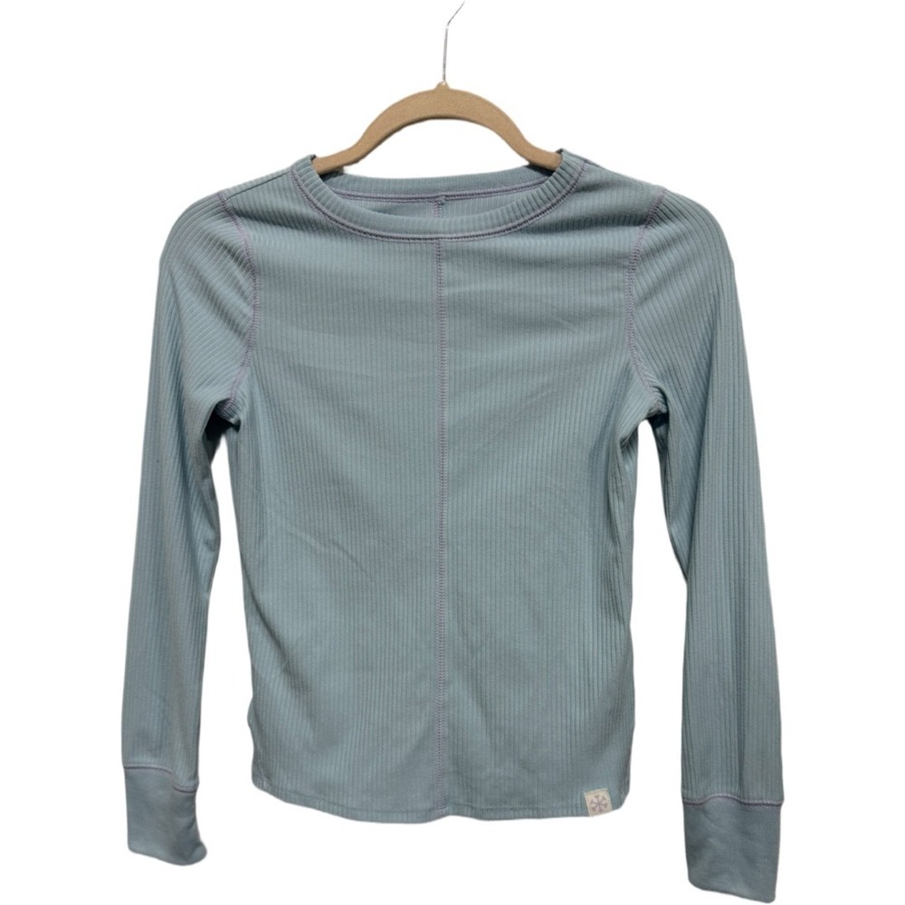 Carter's Girls NWT Ribbed Long Sleeve Performance Shirt Aqua Blue 12 OEKO-TEX